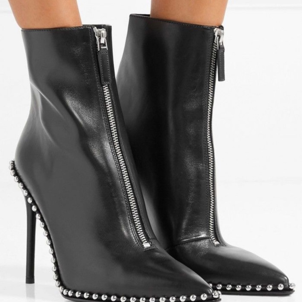 Alexander Wang Black Studded Leather Ankle Boots